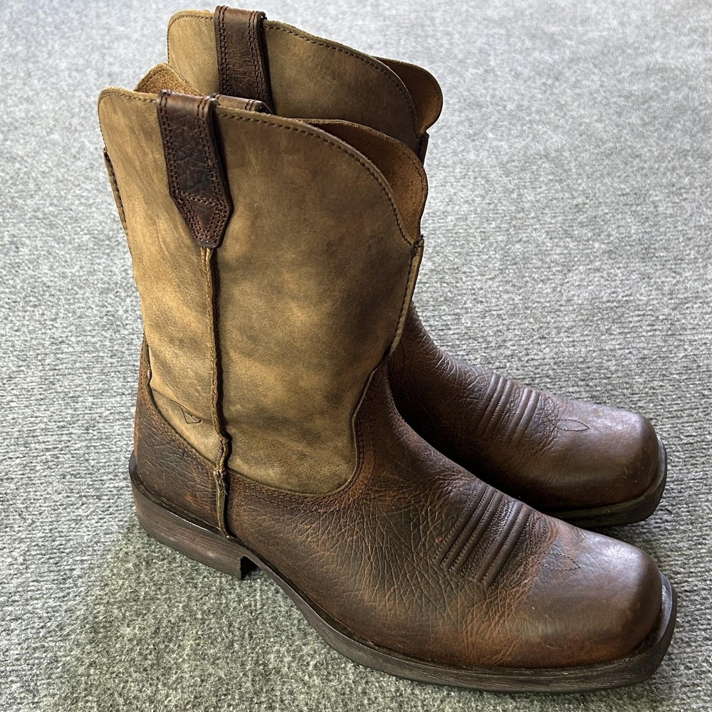 Ariat Boots Groundbreaker Pull On Work Men 13D Brown Leather Western Square Toe